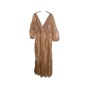 White Fox Boutique "Entice Me Glitter Maxi Dress" in color Gold Size Medium